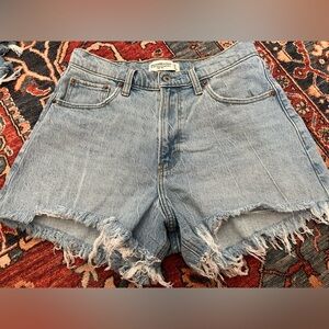 Abercrombie & Fitch Light Wash Frayed Jean Shorts CURVE LOVE